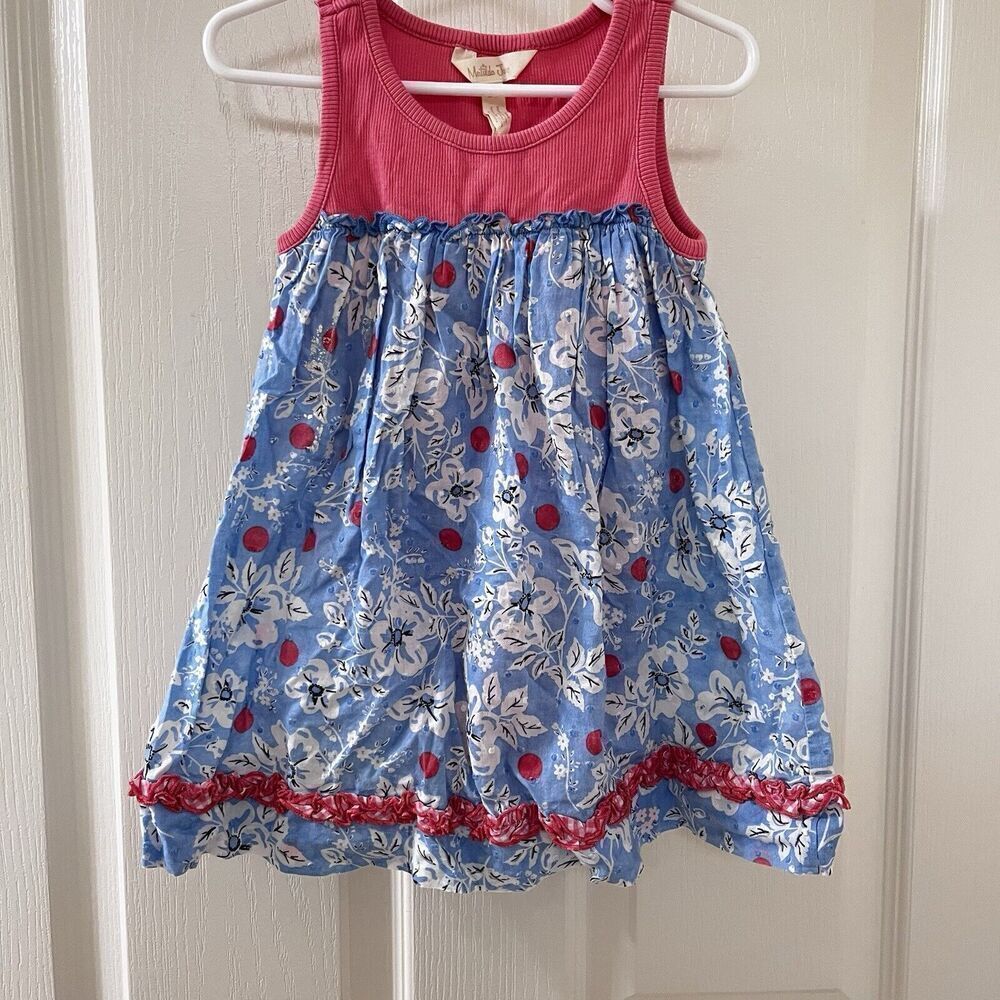Matilda Jane Camp MJC Beside You Tank Dress Pink Blue Girls Size 18-24 Months